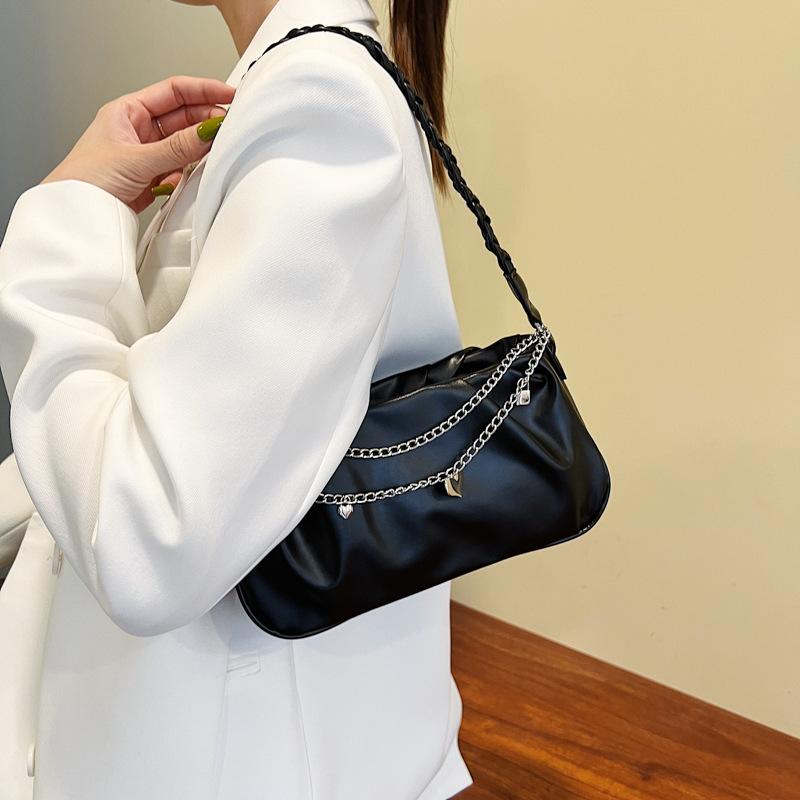 Niche Design Solid Color Bag 2025 New Trend Women's Bag Fashion Single Shoulder Simple Portable Commuter Small Square Bag