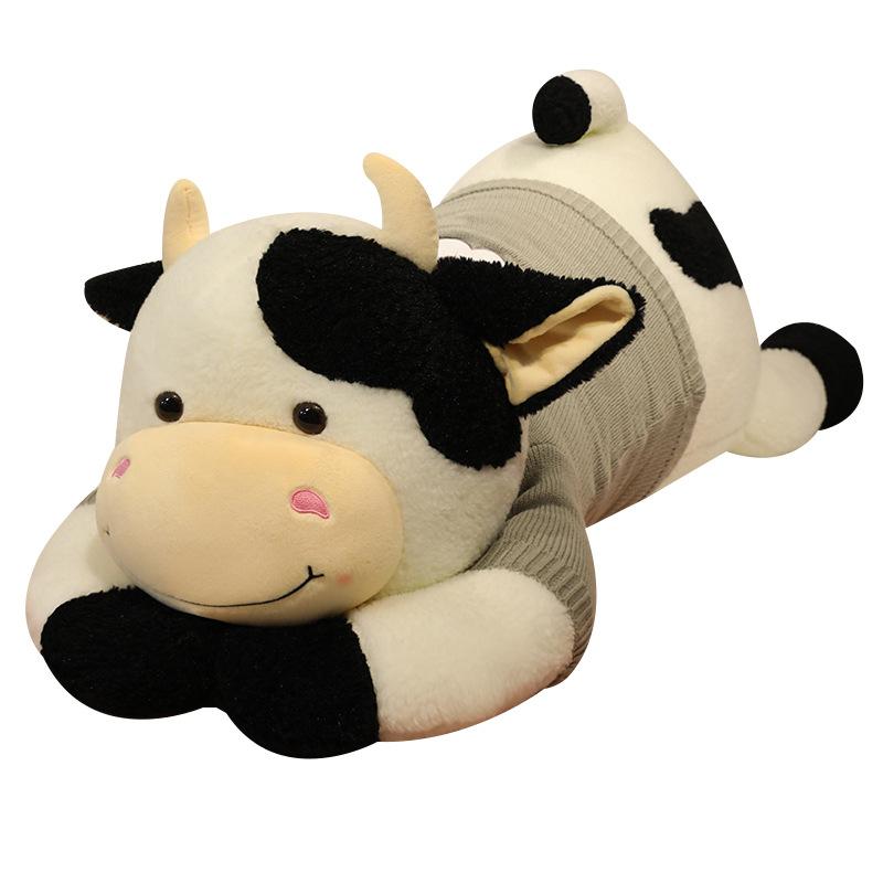 Cartoon Soft Sweater Cow Pillow Plush Toy Cow Doll Girl Companion Comfort Puppet Doll