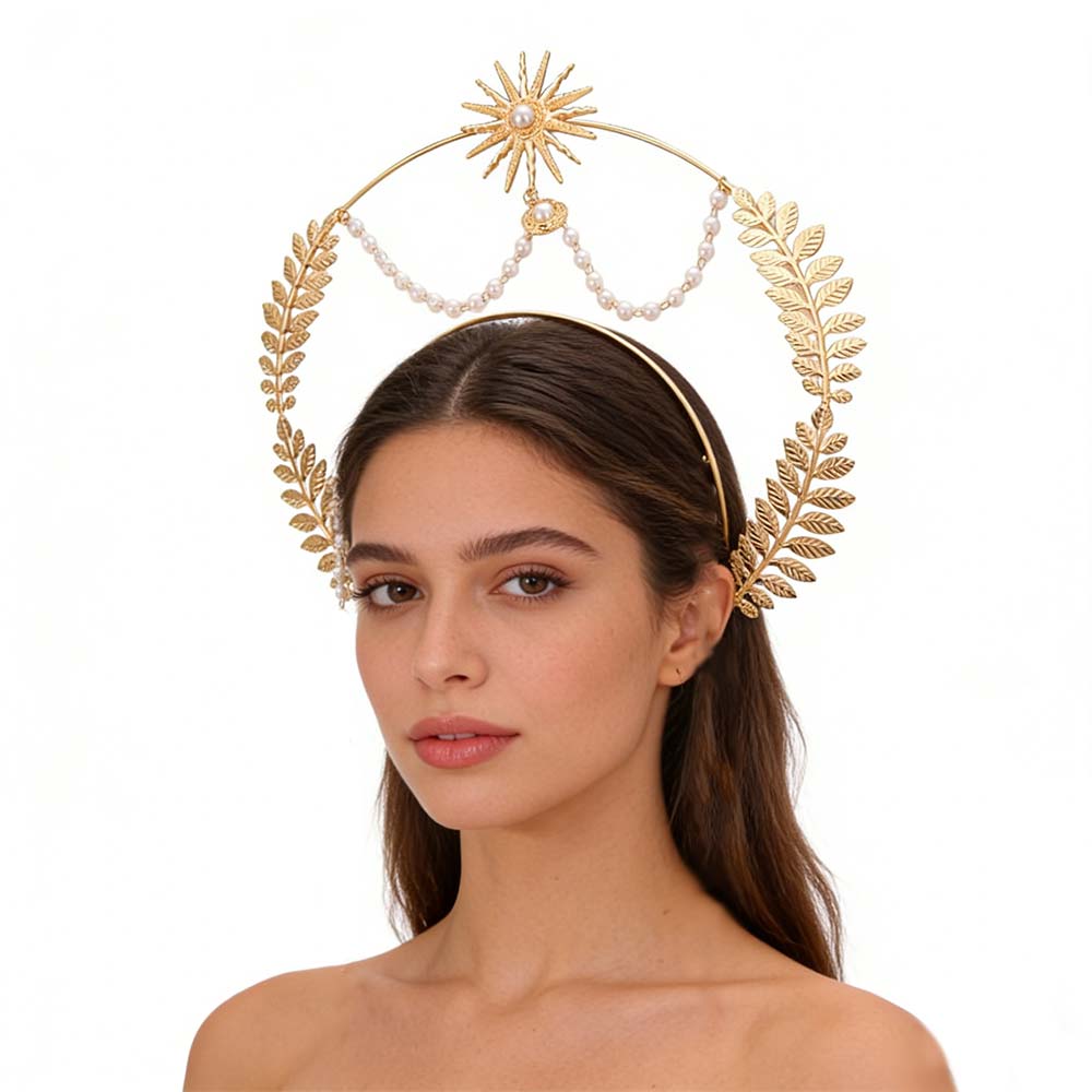 Sun God Baroque Crown Star Tiara Headdress Vintage Glory Headband  Hair Accessories