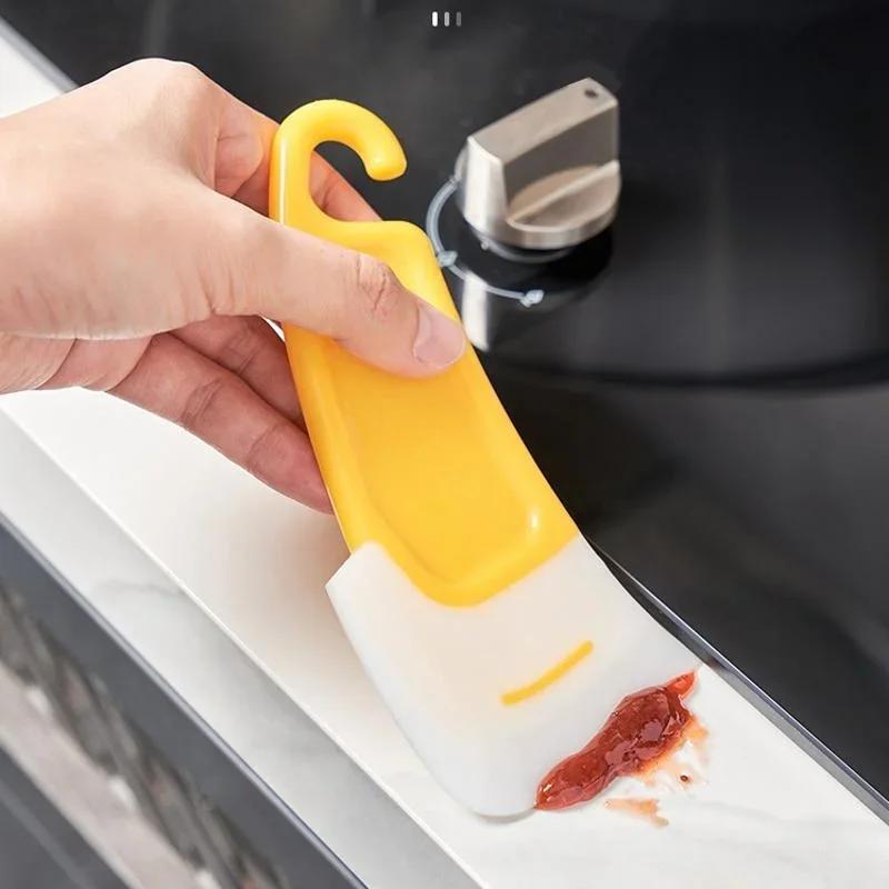 Silicone Kitchen Scraper Cleaning Spatula For Food Residue Stains Pot Fry Pan Dish Oil Plate Clean Brush Baking Soft Blade