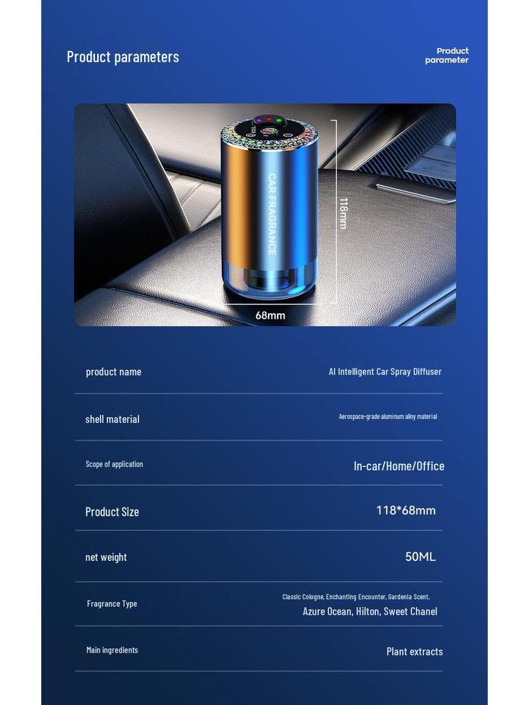 Starry Sky Automatic Car Aroma Diffuser: 3-Color Deodorizing Spray with Ambient Roof Lighting.