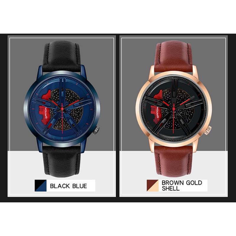 SANDA Modetrend Hohlzifferblatt Herrenuhr Schüler Auto Rad Wasserdicht Konzept Kreative Uhr