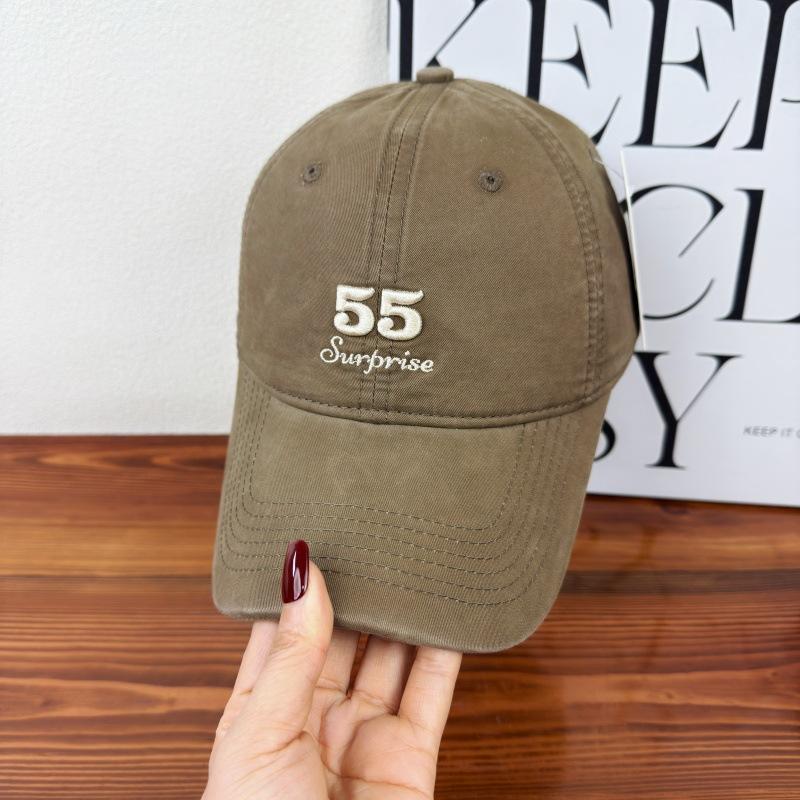 New letter embroidery showing face small soft top baseball hat men's and women's niche personality versatile sunshade cap