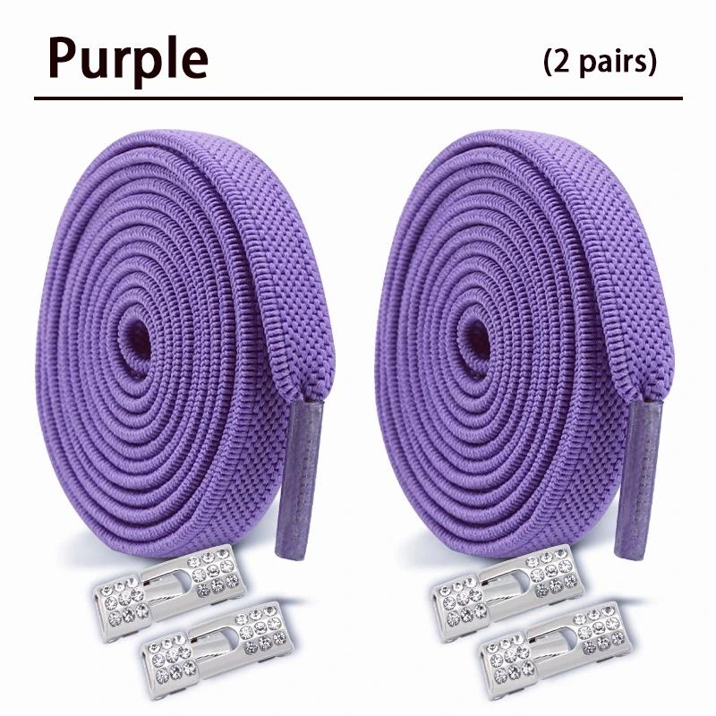 2 Pair Diamond Lock Shoelaces Without Ties Elastic Laces Sneakers No Tie Shoe Laces Kids Adult Wide Shoelace Shoe Accessories
