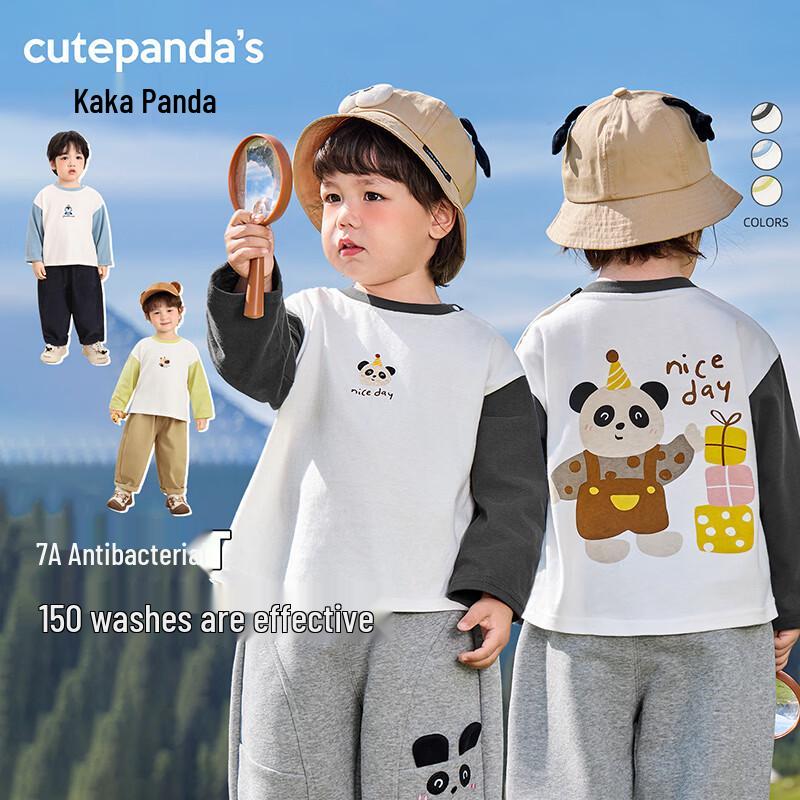 

Kaka Panda Unisex Kids Long-Sleeve Cotton T-Shirt 90 cm