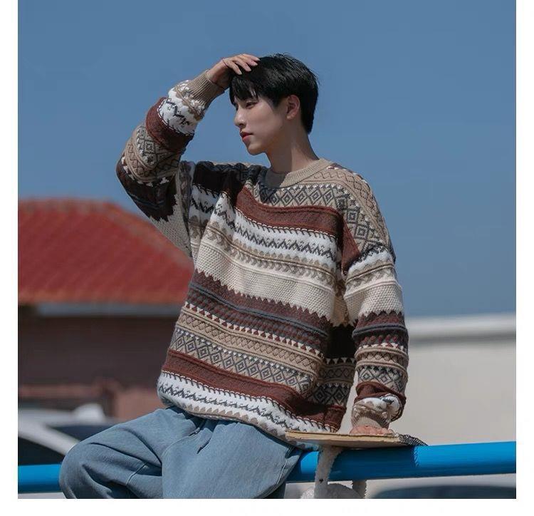 Men's Vintage Fair Isle Christmas Sweater - Thick, Cozy Japanese Retro Style
