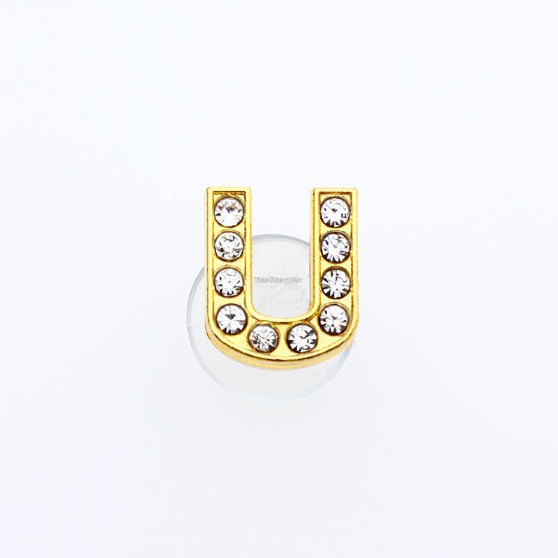 1Pcs Gold Letters Metal Shoe Charms Crystal Diamond Alloy Charms Shoes Accessories Buckle High Quality Shoes Decoration
