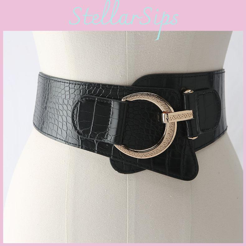 Elegant Womens Leather Waist Belt For Dress And Coat With Elastic Stretch And Cshaped Buckle