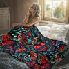 Old School Demon Tattoo Flannel Blanket Warm Soft Halloween Christmas Decorative Couch Warm Cozy All-Season Gift