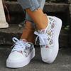 Large Size Canvas Shoes for Women's Printed Floral Casual Shoes Sneakers  Platform Shoes