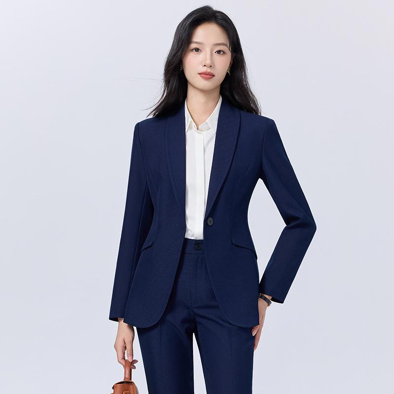Women's Blue Suit Set for College Students: Spring/Autumn Interview & Professional Wear