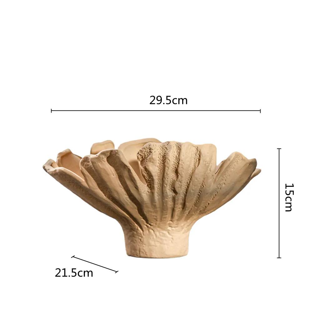 Ceramic Vase Fold Pattern Irregular Flower Wavy Shape Flower Pot Fruit Dish Desktop Storage Organization Home Decoration