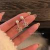 Autumn and Winter Exquisite Snowflake Pearl Pendant Rear Hanging Stud Earrings Women's Light Luxury High-end Temperament Small Earrings Ear Jewelry
