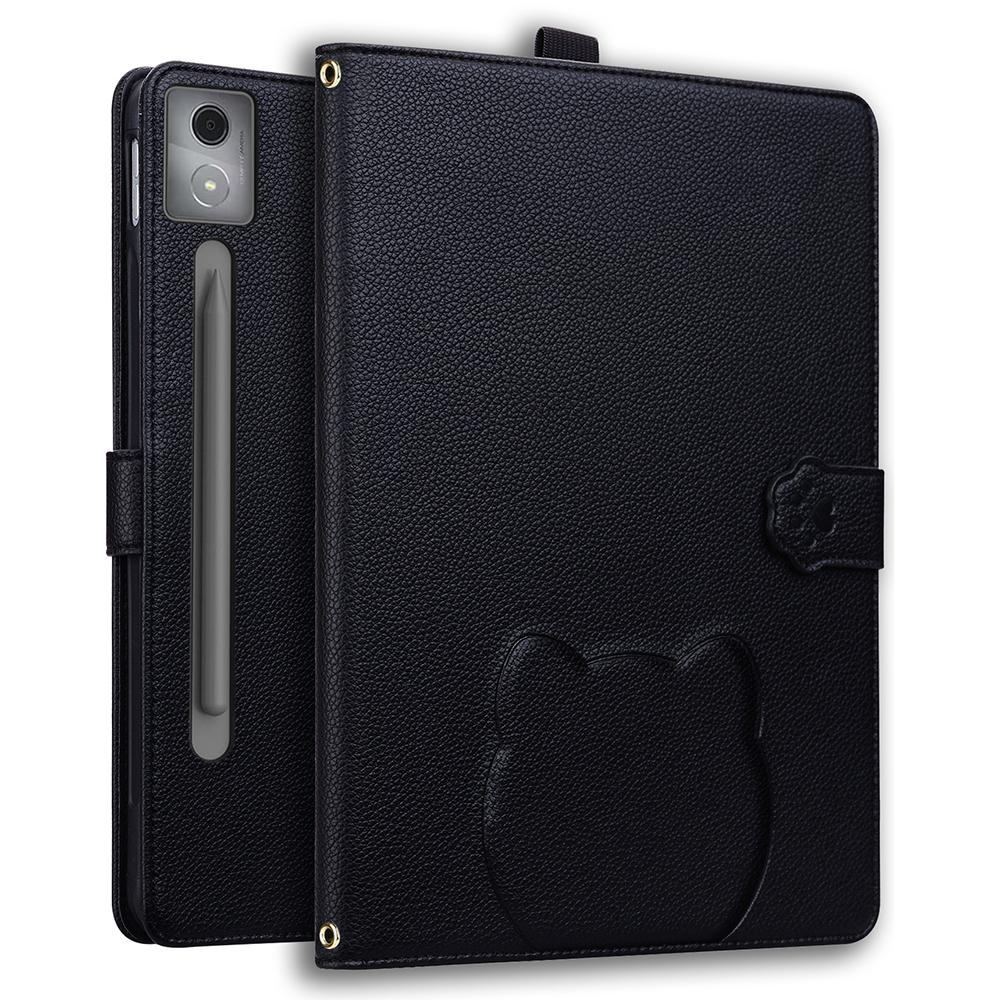 

Для Lenovo Xiaoxin Pad Pro 12.7 (2025) Чехол с 3D-эффектом, рисунком кошки, кожаная подставка, настольная обложка с кошельком, держателем для стилуса Black