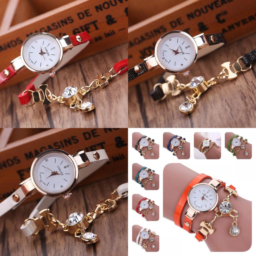 Modische Engelsanhänger Armbanduhr für Damen mit funkelnden Strasssteinen und PU-Armband