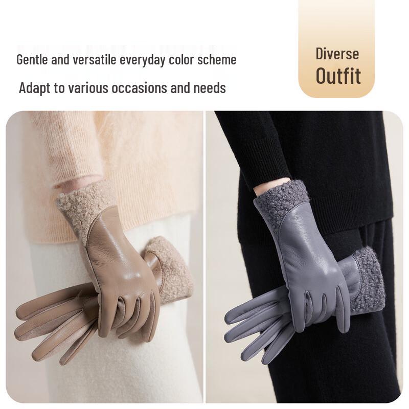 JIUMU Women's Winter Fleece-Lined PU Leather Touchscreen Gloves