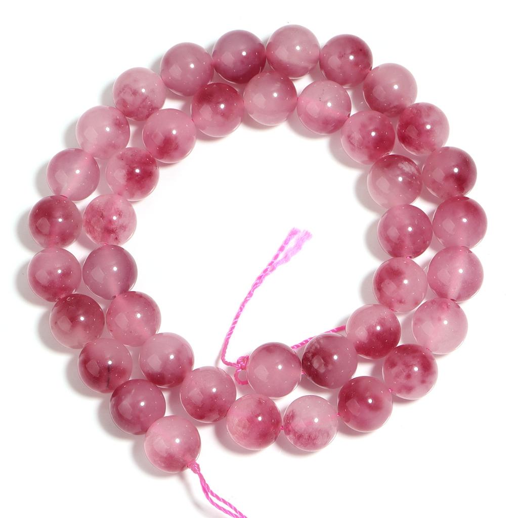 1 Strang 4/6/8/10/12mm Natürliche Chalcedon-Steinperlen Heißrosa Fallende Blüten Lose Perlen Für Schmuckherstellung DIY Armband Halskette