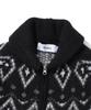 Knitted Bulky Wool Diamond Zip-Up Black