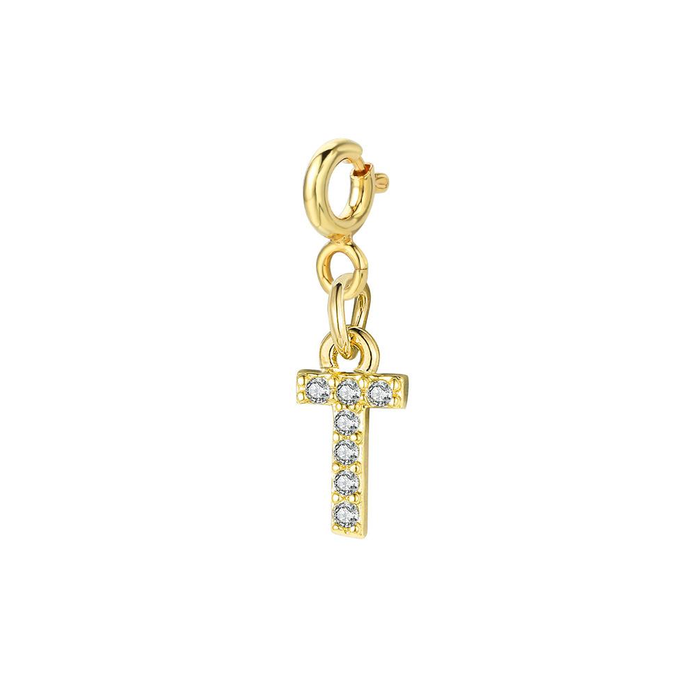 Trendy Gold Color Micro-inserts Zircon Alphabet Charm DIY Making Letter Pendant Necklace Bracelet Accessories Fashion Jewelry