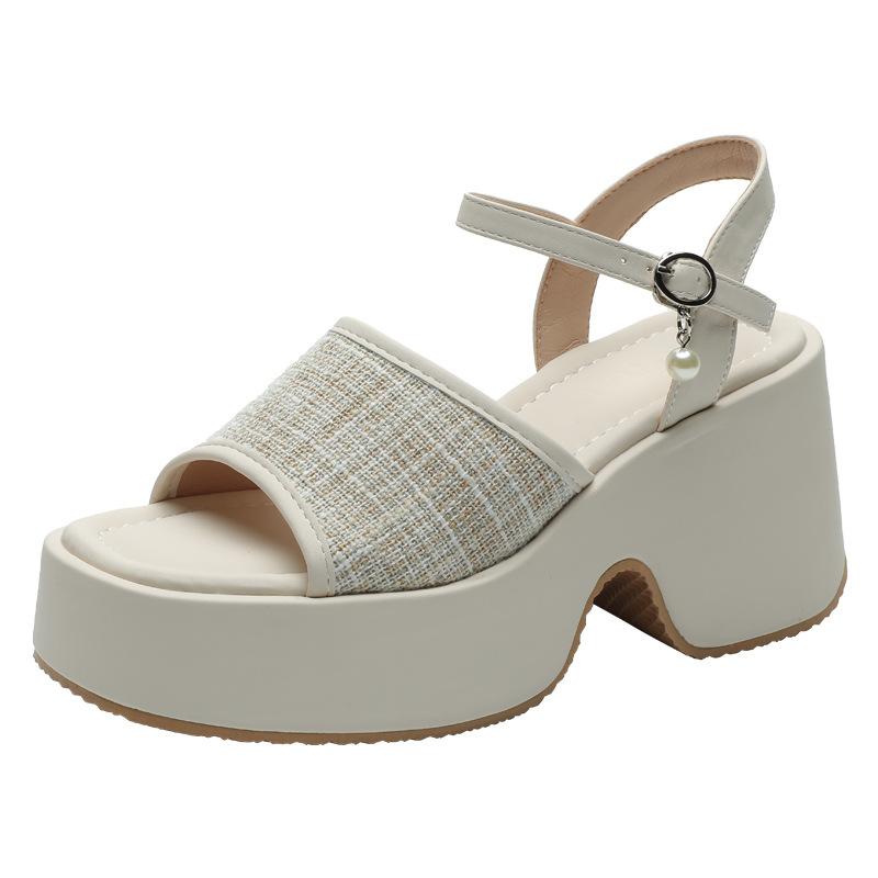 thick-soled wedge sandals women's summer new Korean version open-toe with skirt waterproof table high heels not tired feet white shoes