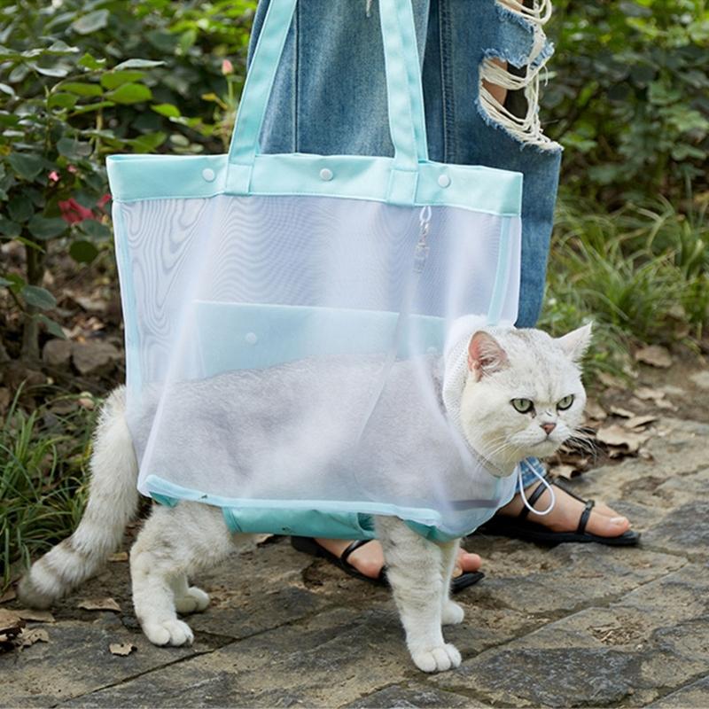 Sac de transport pour animaux de compagnie en maille de nylon avec design ventilé Sac de transport portable pour chats Voyage Extérieur