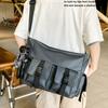 Square Messenger Bag Solid Color Nylon Shoulder Bag Casual Men Crossbody Bag  Hiking