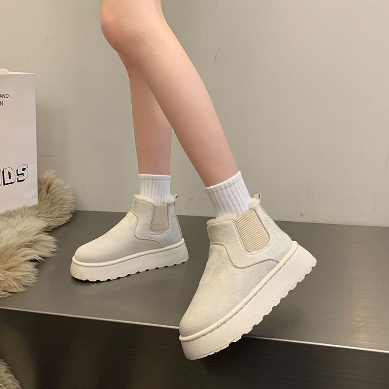 Damtjockbottnade snökängor 2025: Varm, Pådragbar, Halkfri, Mångsidig, Vinterstil med Plus-sammet.