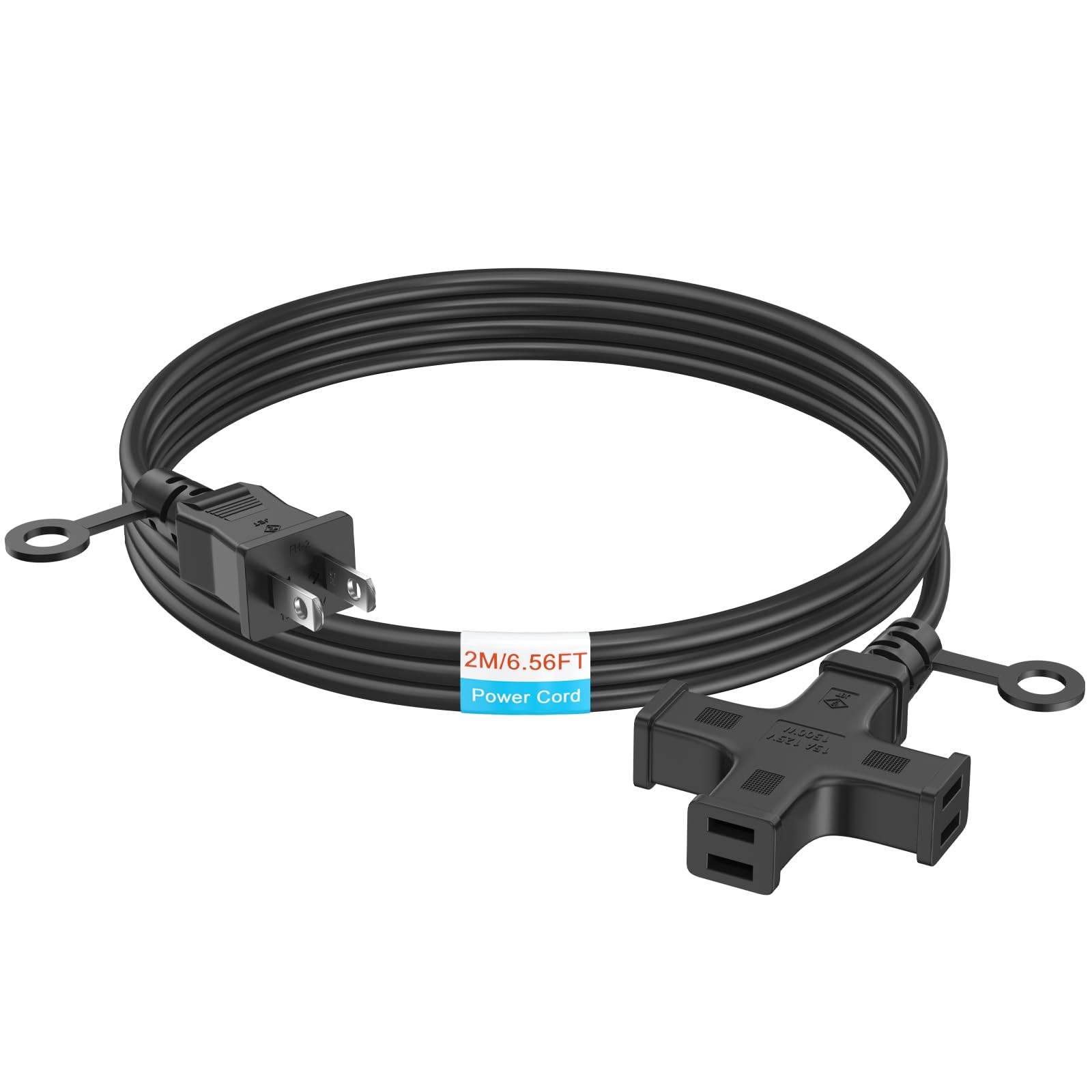 

HITRENDS 2m 3-Outlet Power Strip, Waterproof, 1500W, Rainproof, Soft Cable, Black, Cross-Shaped Triple Power Cord, for Home, Office, and Outdoor Use,