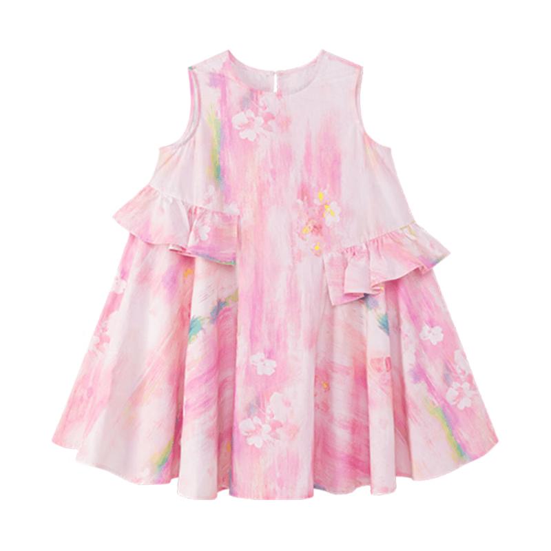 Zuoxi Girls  2026 Summer Sleeveless Printed Cotton Princess Dress 150
