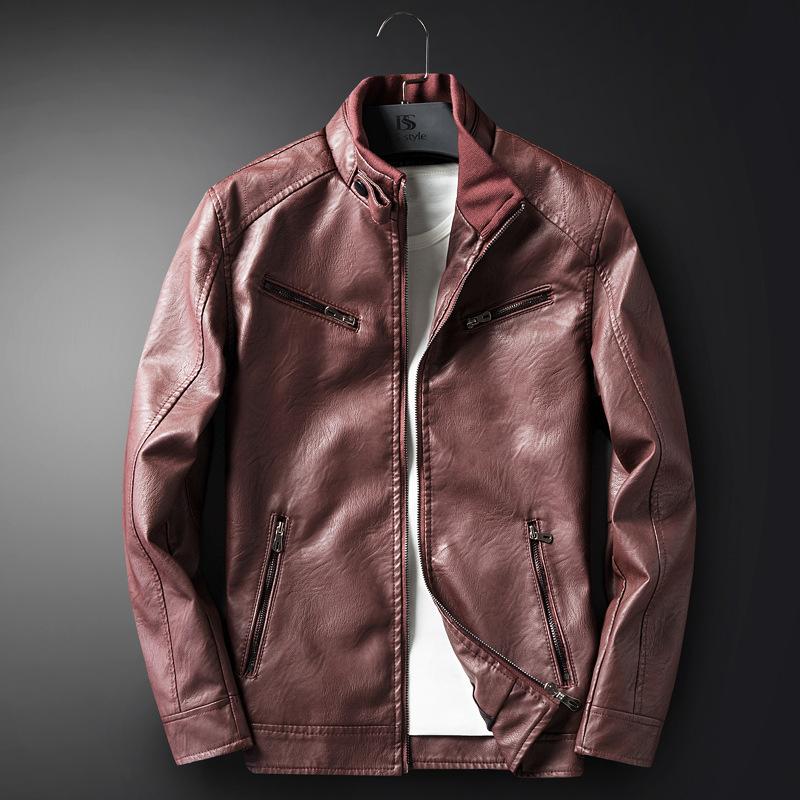 Autumn and Winter New Men's Leather Jacket Youth Casual Handsome Leather Jacket Trendy Men's Locomotive Leather Slim Men's Clothing