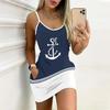 Summer New Style Fashion Print Sleeveless Bodycon Dress with Pockets Sexy Slim Fit Elegant Party Dress