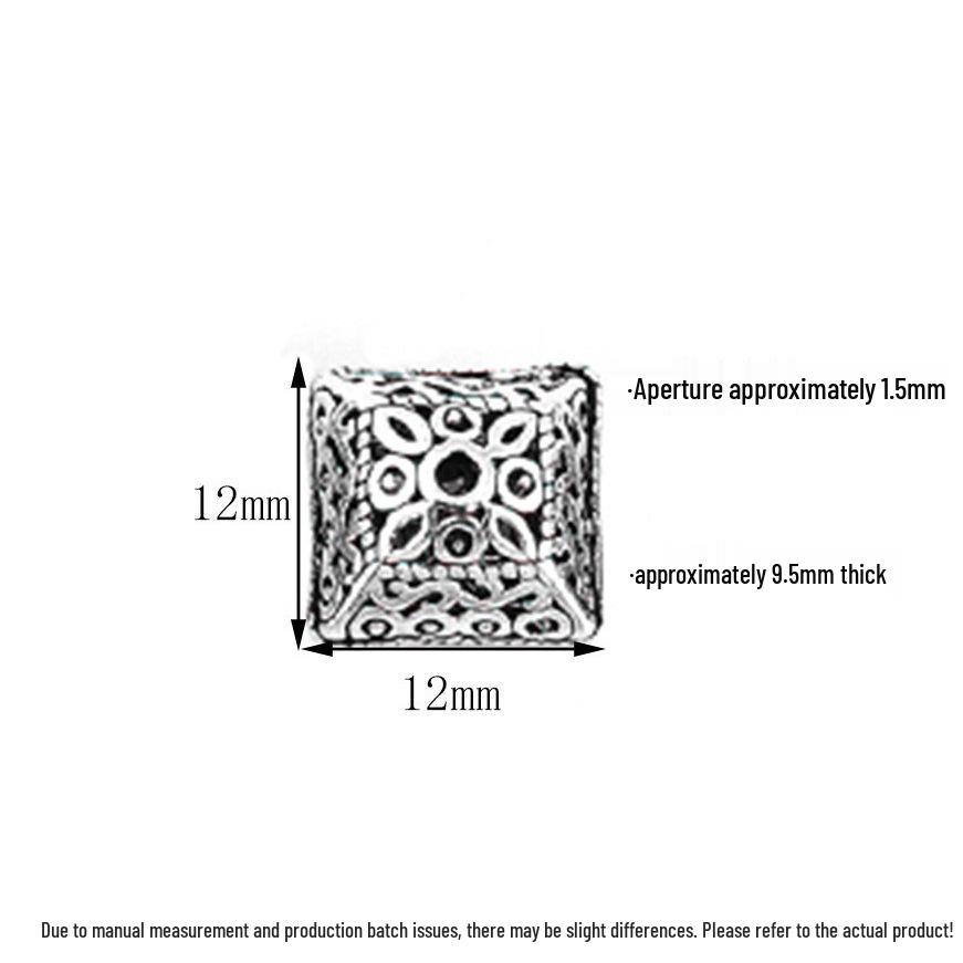 Vintage S925 Sterling Silver Polygon Spacer Beads for DIY Bracelets - Irregular Hollow Thai Design