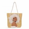 Multifunctional Rose Girl Printed Thick Rope Shoulder Beach Bag Casual Large Capacity Handbag 0247 CLE