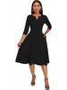 Medium and long dress, font slim fit, horn dress, seven-quarter sleeve wedding guest work dress
