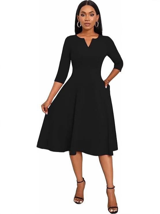 Medium and long dress, font slim fit, horn dress, seven-quarter sleeve wedding guest work dress