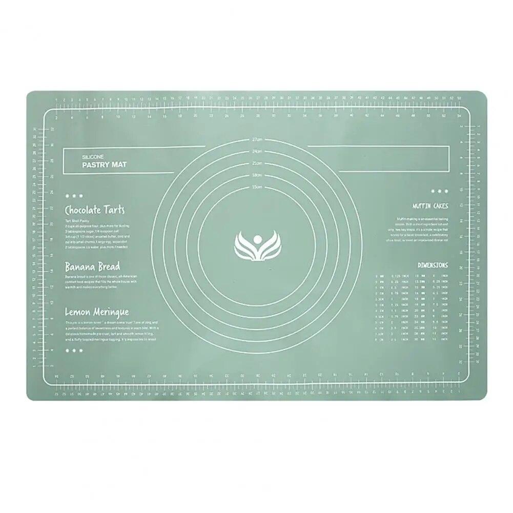 

Прочный силиконовый коврик для теста, анти-низкотемпературный коврик для замешивания, нескользящий многофункциональный коврик для раскатки теста для десертных кондитерских изделий зелёный