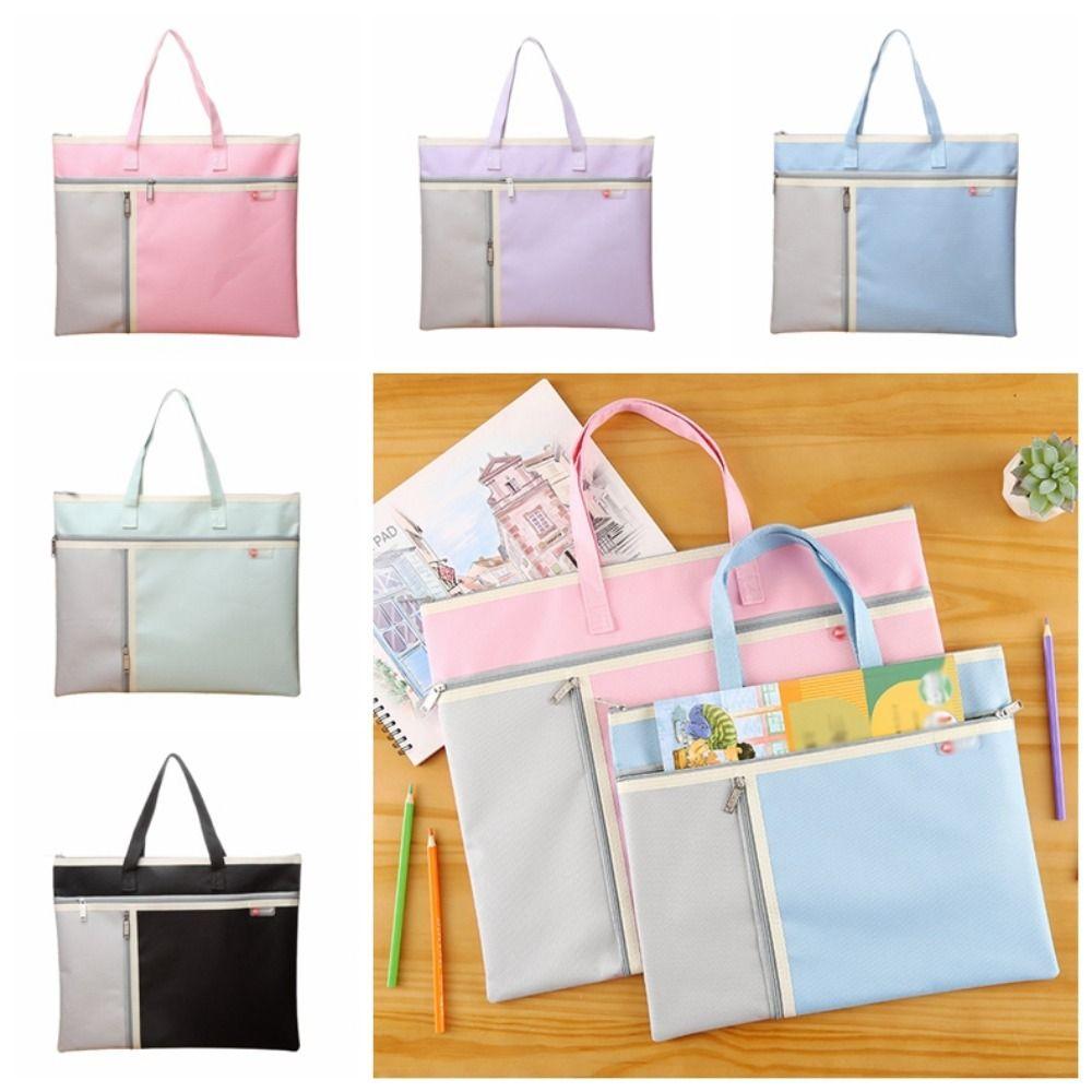 Portable File Organizer Oxford Cloth Art Storage Bag Lightweight Document Storage Bag  for Students