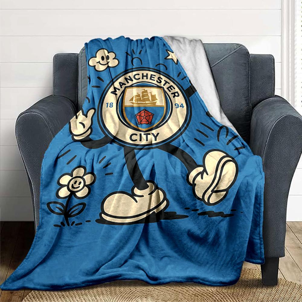 Coperte con Stemma Manchester City Flanella Stampata Traspirante Calda Coperta da Divano per Casa Ufficio Copriletti 0708a20