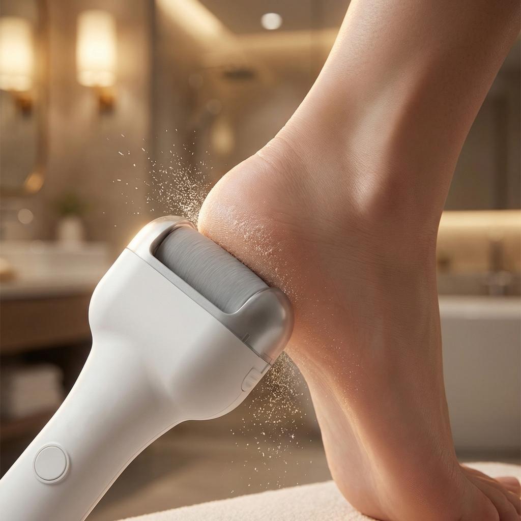 Electric Rechargeable Foot Callus Remover Tool Cordless Pedicure Device with Replaceable Roller Head for Smooth Foot Skin Care