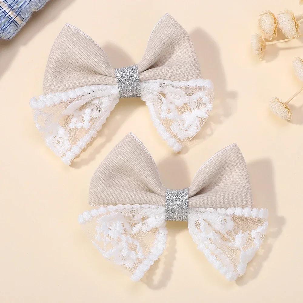 

LOVEKIKI 2 шт./лот Милый кружевной бантик Заколка для волос для детей Джинсово-синий Бутиковая заколка Зажимы для волос Аксессуары для волос для девочки Платье для вечеринки