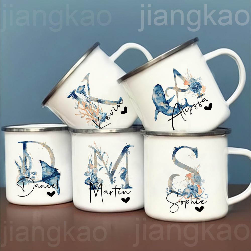 Personalized Mug for Kids Hot Chocolate Ocean Animal with Name Mug for Boys Kids Handle Mugs Birthday Party Favors Children Gift