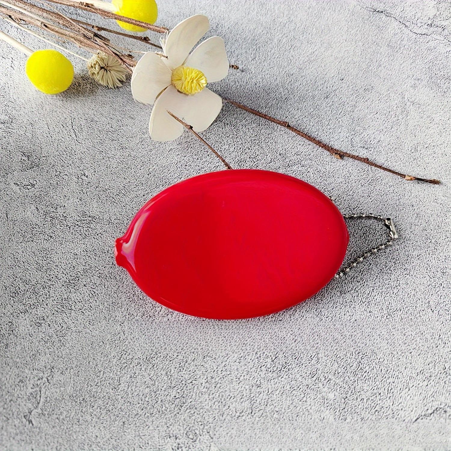 

1 шт. Разноцветный овальный ПВХ кошелек для монет с цепочкой, Мини-кошелек для монет красный