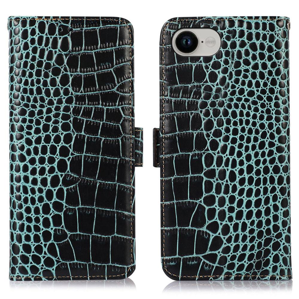 For iPhone 16e Case RFID Blocking Wallet Flip Genuine Cow Leather Phone Cover