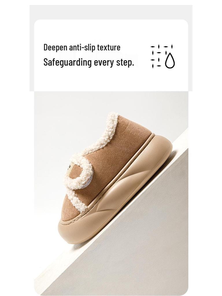 Women's 2025 Indoor/Outdoor Plush Winter Slippers: Thick-Soled, Warm Cotton, Closed-Heel.