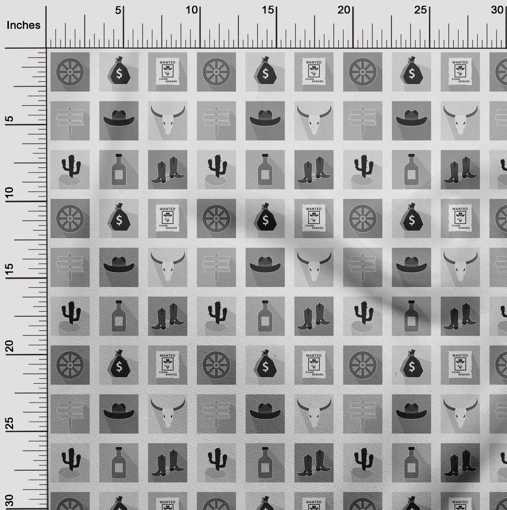 oneOone Bavlněný popelín Šedá látka Kovbojské šicí potřeby Potisk Šicí látka na metr 42 palců
