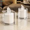 Acrylic Roll Tissue Holder - Clear Squareround Tissue Dispenser For Home Living Room (Decorative  Dustproof)