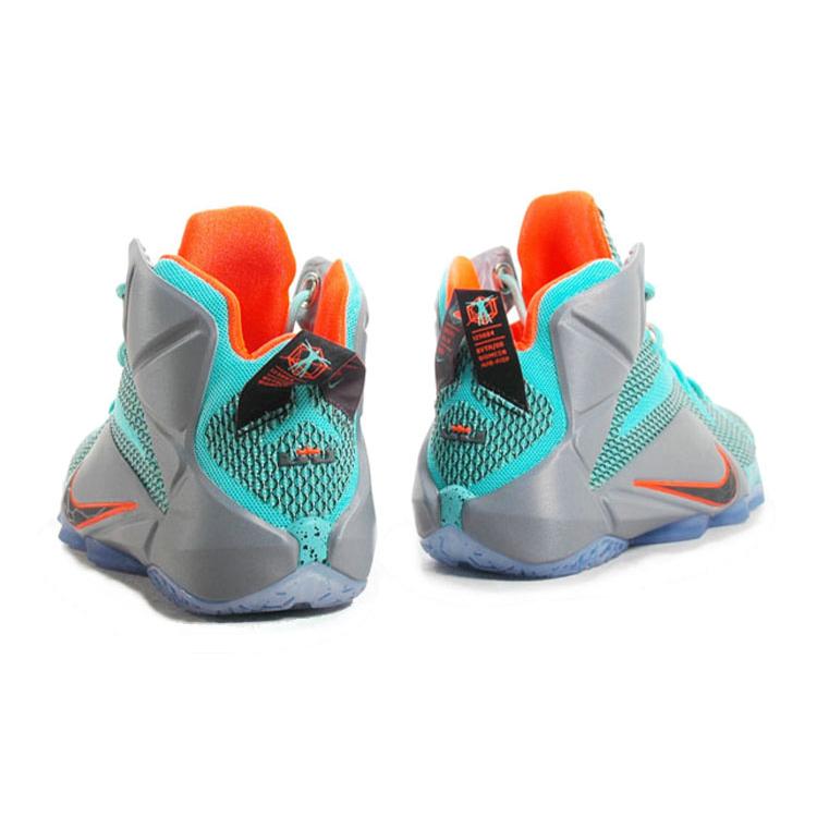 Nike Lebron 12 'NSRL' Cushioning High top Children's Basketball Shoes Light Blue Gray Multicolor Teenagers 685181-302