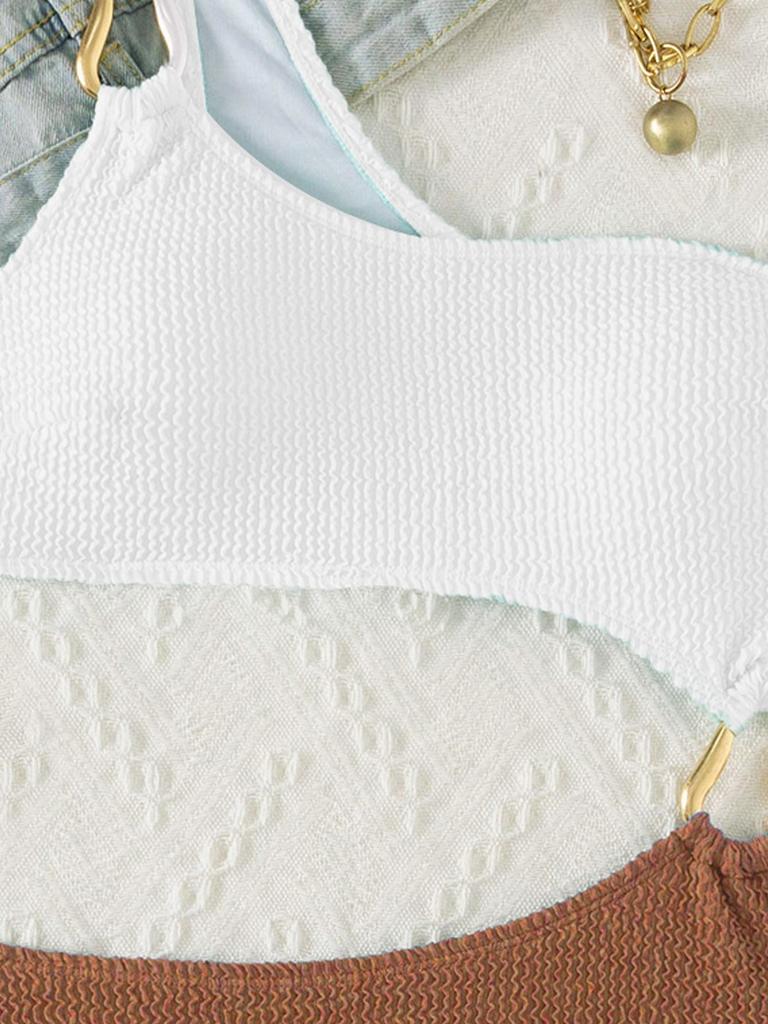 Color-matching Hollow-out One Shoulder Sexy Swimsuit Bikini