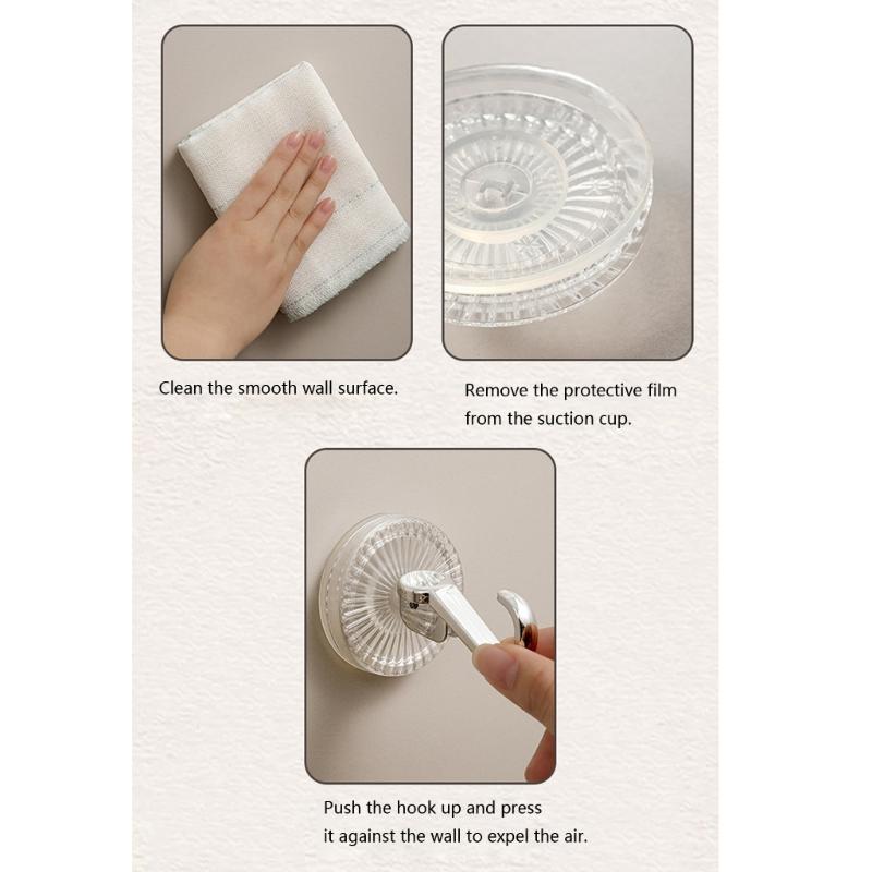 Functional Suction Cup Hooks Bathroom Towel Hangers Sturdy No Drill Installation For Wet Area Home Storage