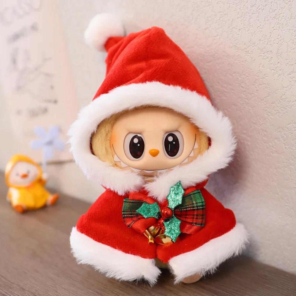 Doll Clothes For 15-17CM Labubu Clothing Merry Christmas Hat Scarf Elk Snowman Set Mini Plush Doll Accessory New Year Dress Gift